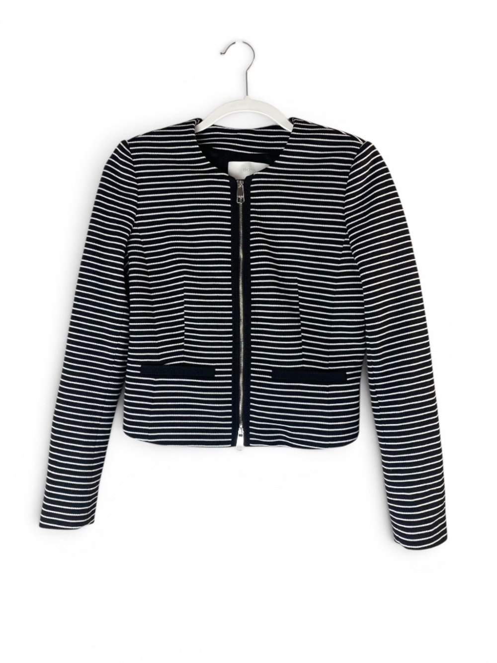 Hugo Boss Kubina Stripe Knit Jacket Cropped Size 2